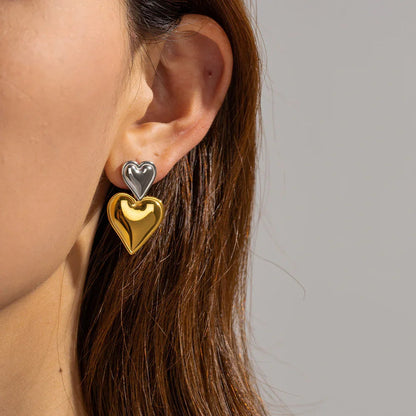 [Royal Vicky]Zofia Two Tone Heart Earrings