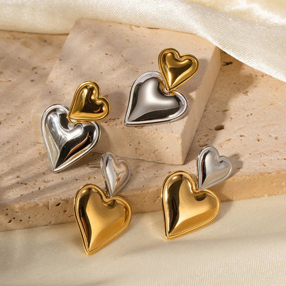 [Royal Vicky]Zofia Two Tone Heart Earrings