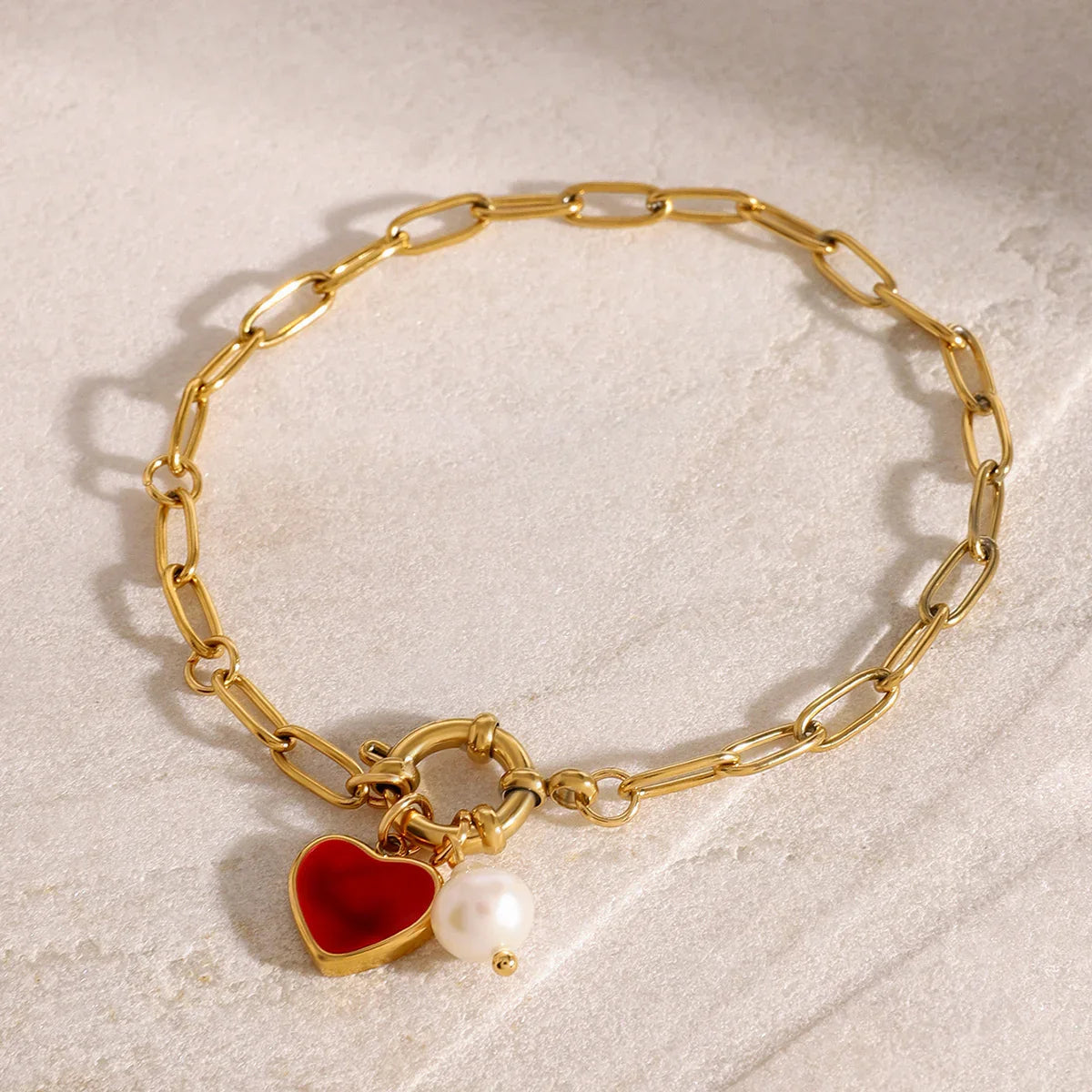 [Royal Vicky]Nerissa Heart Chain Pearl Bracelet