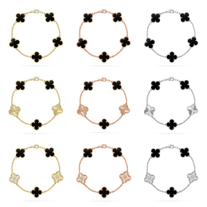 [Vicky] CLOVER 5 MOTIF ONYXS BRACELET COLLECTION