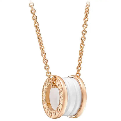 [Vicky]ZERO 1 WHITE CERAMIC PINK GOLD DIAMOND NECKLACE