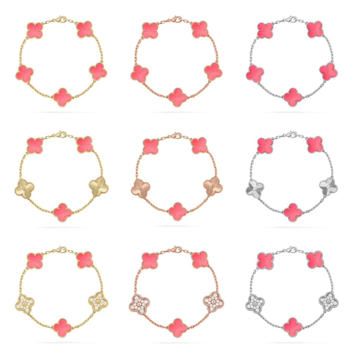 [Vicky] CLOVER 5 MOTIFS  PINK MOP BRACELET COLLECTION