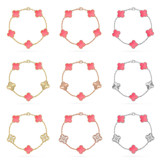 [Vicky] CLOVER 5 MOTIFS  PINK MOP BRACELET COLLECTION