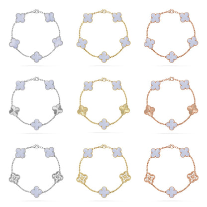 [Vicky] CLOVER 5 MOTIF PURPLE CHALCEDONY BRACELET COLLECTION