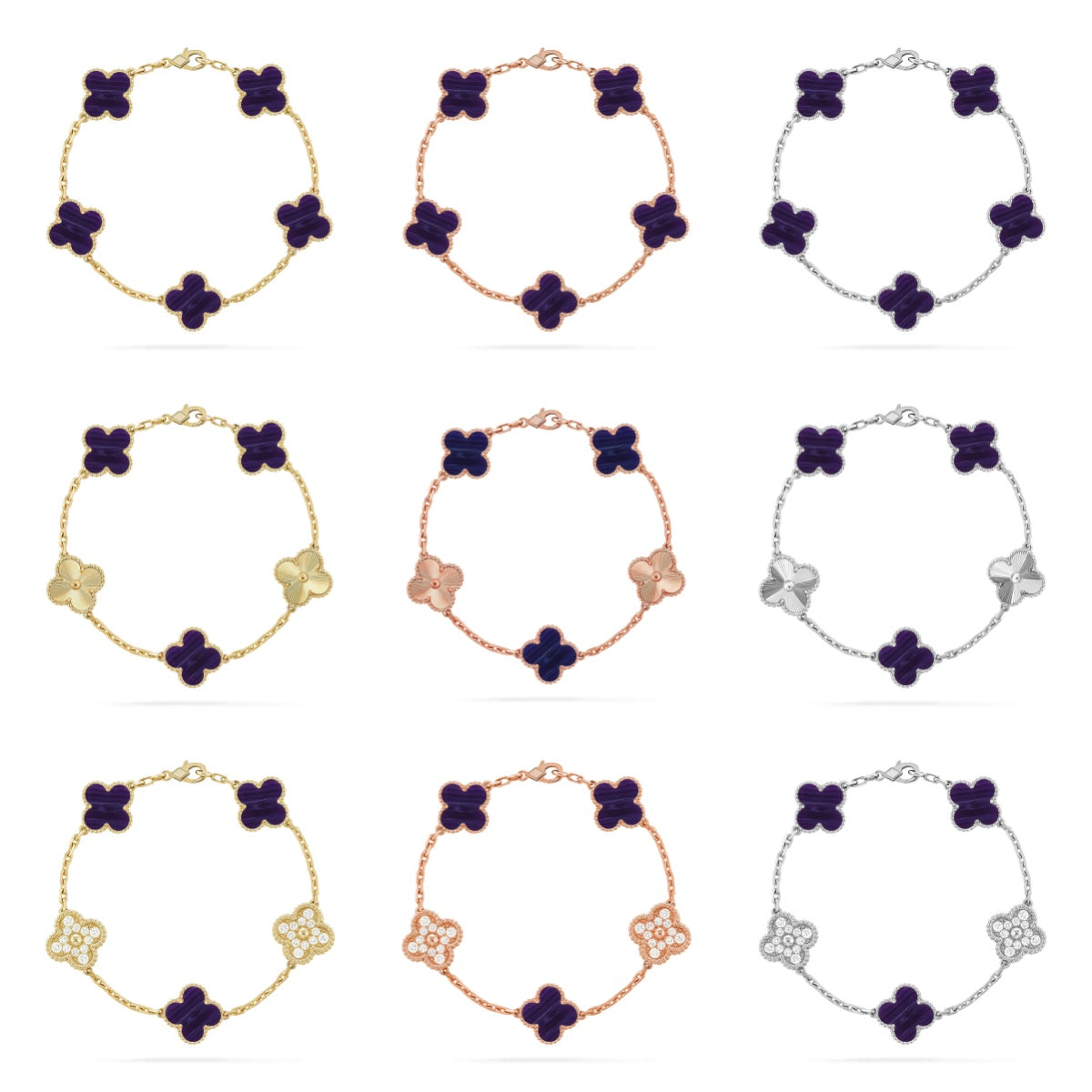 [Vicky]CLOVER 5 MOTIF PURPLE STRIPES BRACELET COLLECTION