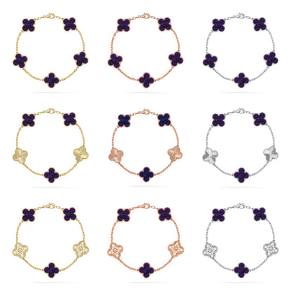 [Vicky]CLOVER 5 MOTIF PURPLE STRIPES BRACELET COLLECTION