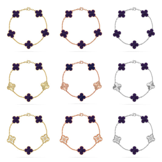 [Vicky]CLOVER 5 MOTIF PURPLE STRIPES BRACELET COLLECTION
