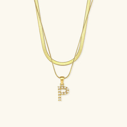 [Royal Vicky]Fiona Layered Gold Initial Letter Necklace