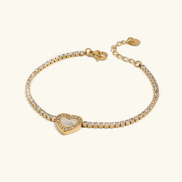 [Royal&Vicky]Cameron Diamant-Tennisarmband mit Herzschliff