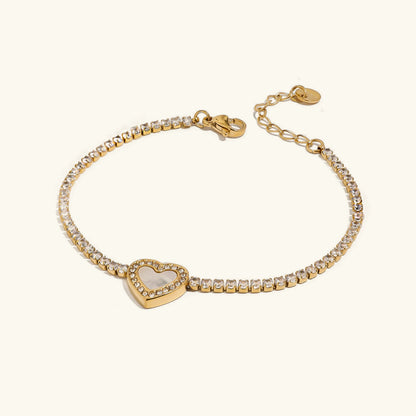 [Royal Vicky]Cameron Diamond Heart Tennis Bracelet