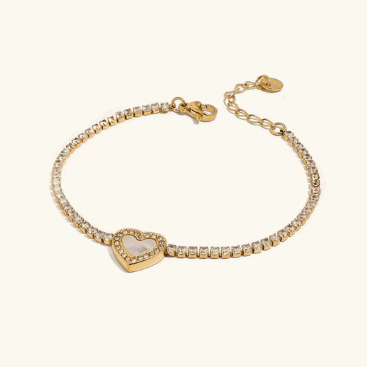 [Royal Vicky]Cameron Diamond Heart Tennis Bracelet