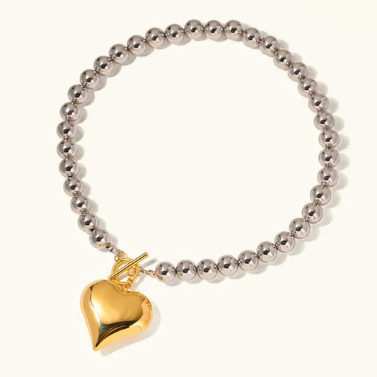 [Royal Vicky]Alicia Chunky Bead Heart Pendant