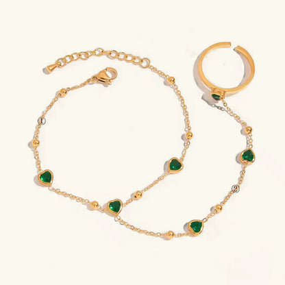 [Royal Vicky]Gladys Emerald Heart Hand Chain