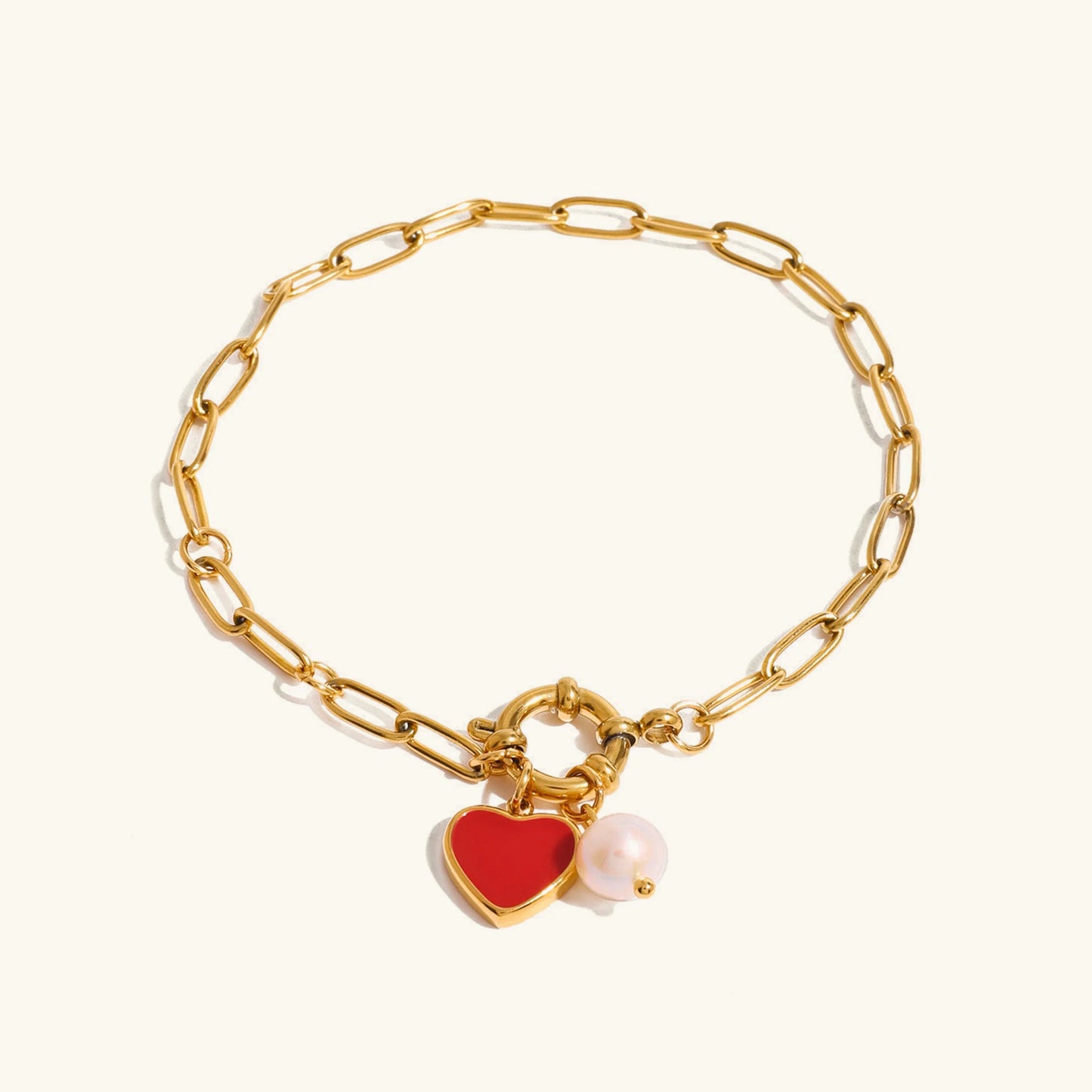 [Royal Vicky]Nerissa Heart Chain Pearl Bracelet