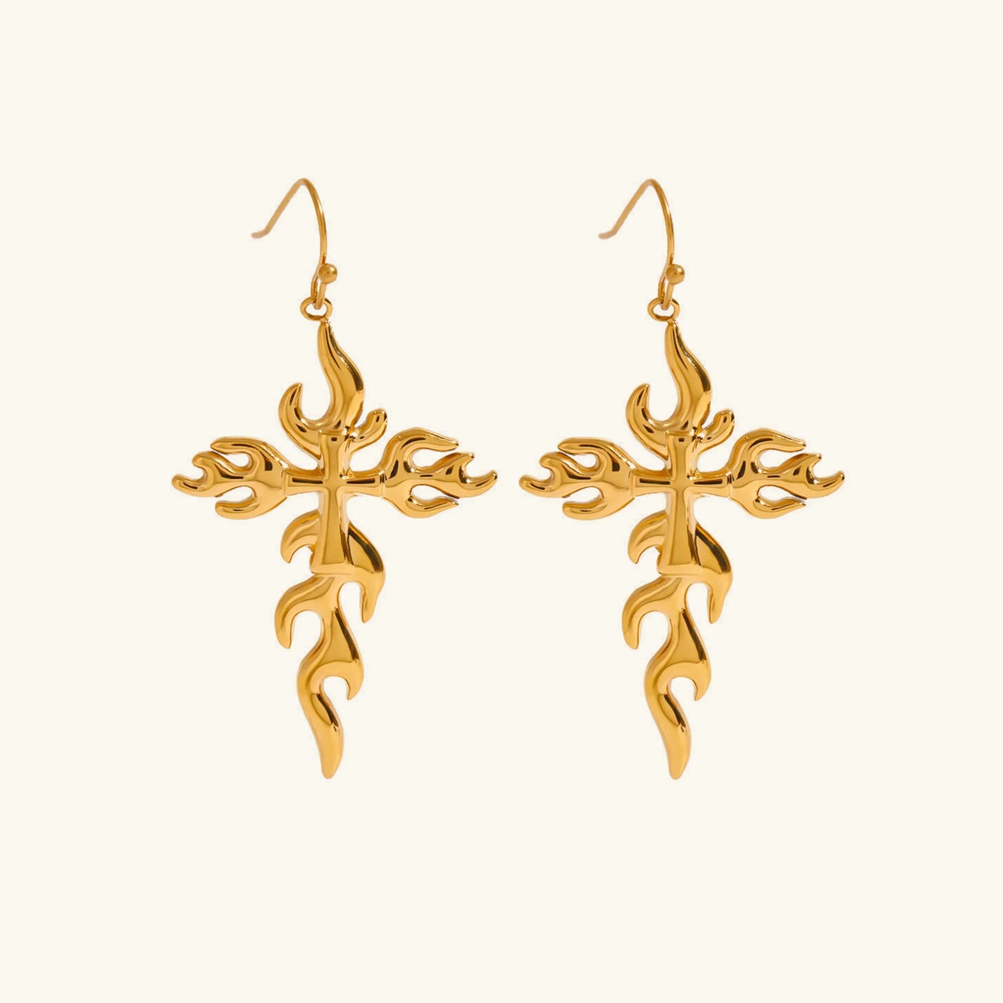 [Royal Vicky]Adrielle Branched Cross Gold Earrings