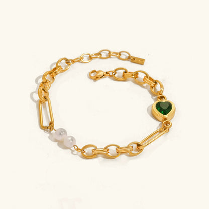 [Royal Vicky]Maddison Pearl Chain Gold Bracelet