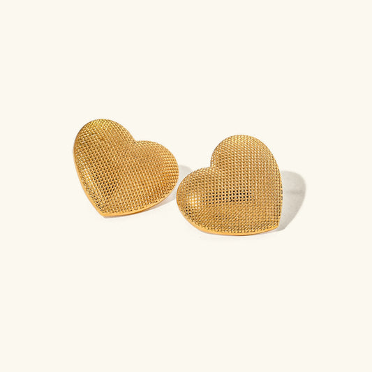 [Royal Vicky]Cecelia Textured Heart Earrings
