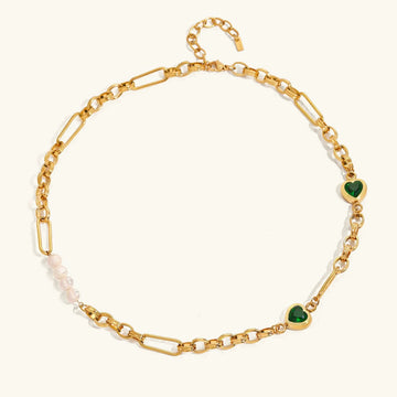 [Royal&Vicky]Maddison Pearl Chain Gold Necklace