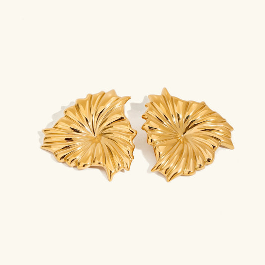 [Royal Vicky]Rafaela Sculpted Petal Gold Earrings
