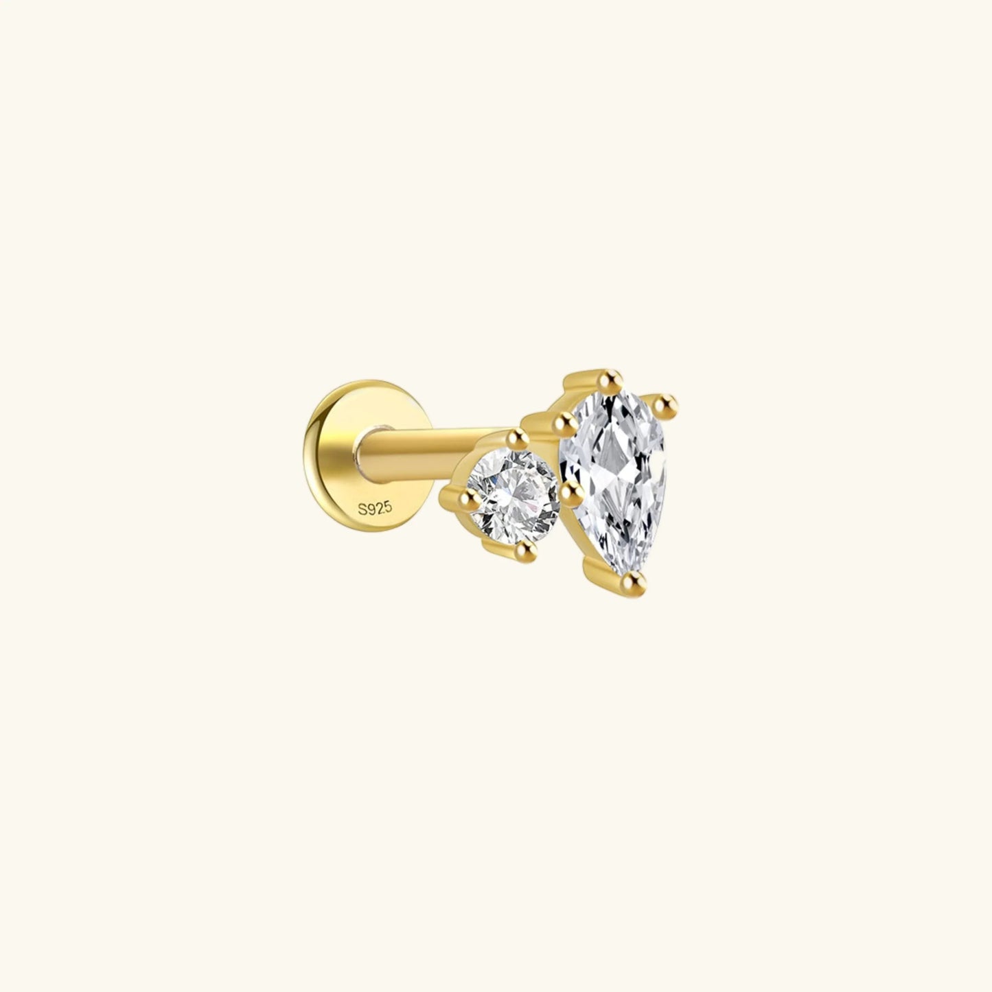 [Royal Vicky]Kate Flat Back Diamond Stud
