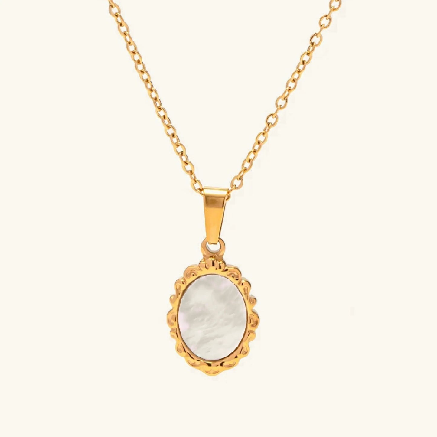[Royal Vicky]Roselle Vintage Mother Of Pearl Pendant