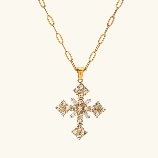 [Royal Vicky]Divina Crystal Cross Necklace