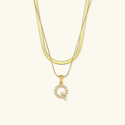 [Royal Vicky]Fiona Layered Gold Initial Letter Necklace