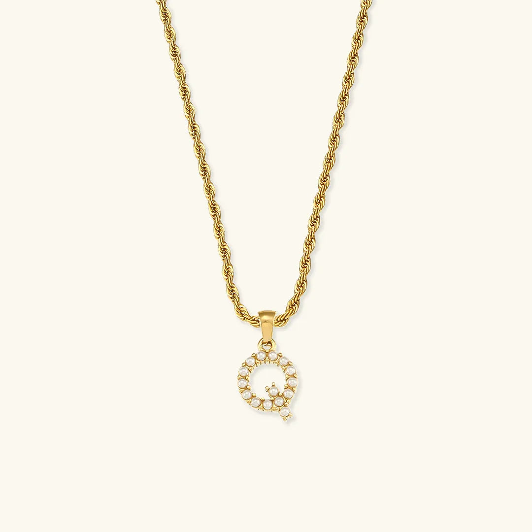 [Royal Vicky]Elodie Initial Letter Pearl Necklace