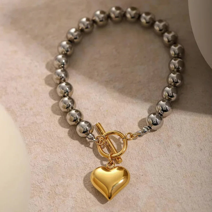 [Royal Vicky]Alicia Chunky Bead Heart Bracelet