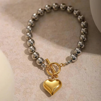 [Royal Vicky]Alicia Chunky Bead Heart Bracelet