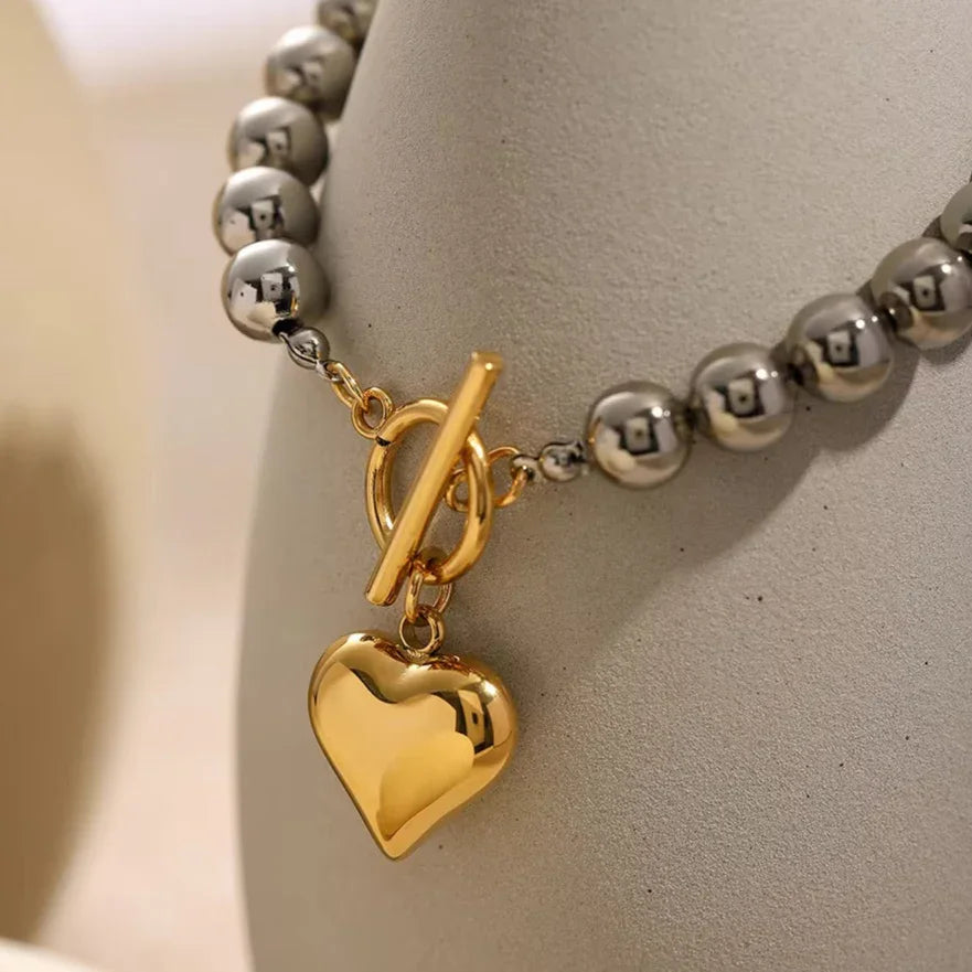 [Royal Vicky]Alicia Chunky Bead Heart Bracelet