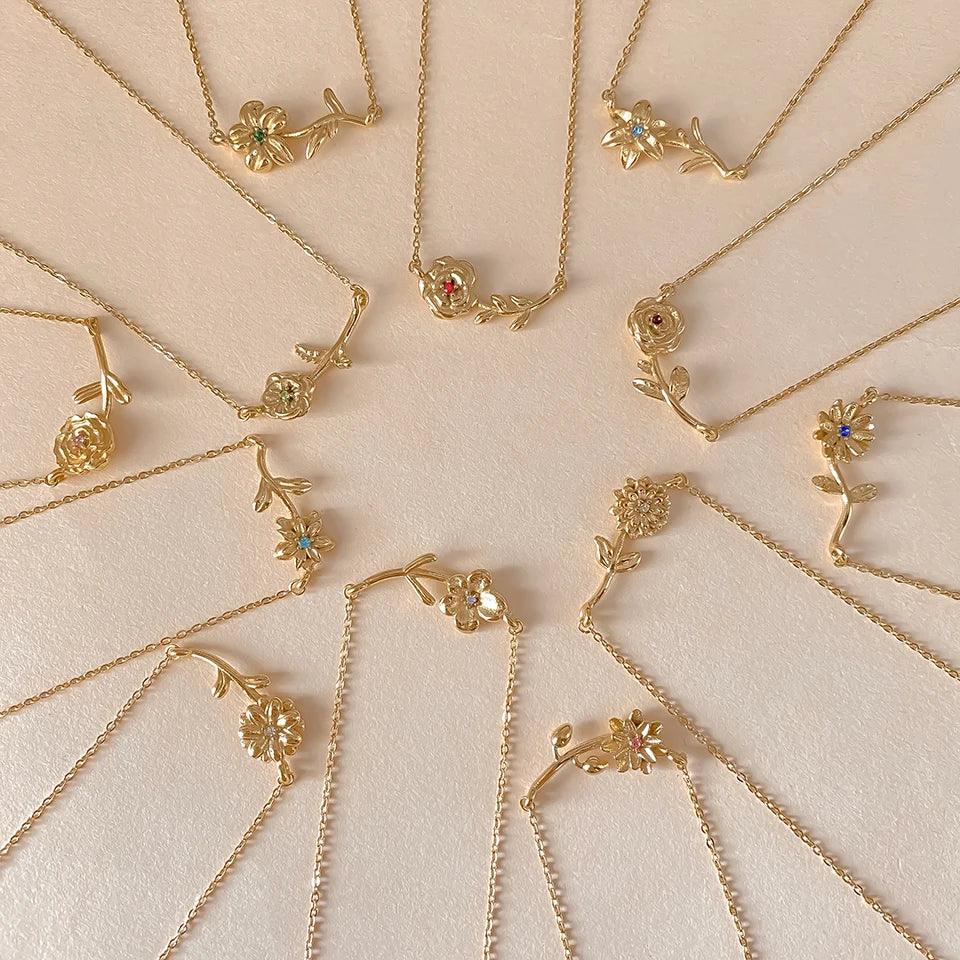 [Royal Vicky]Maribelle Birth Flower Gold Necklace