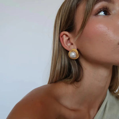 [Royal Vicky]Aqua Freshwater Pearl Earrings