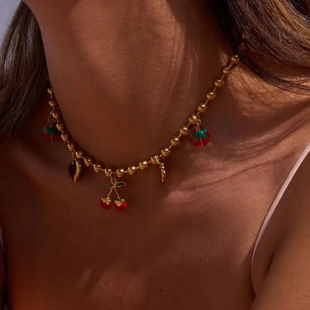 [Royal Vicky]Kai Gold Cherry Necklace