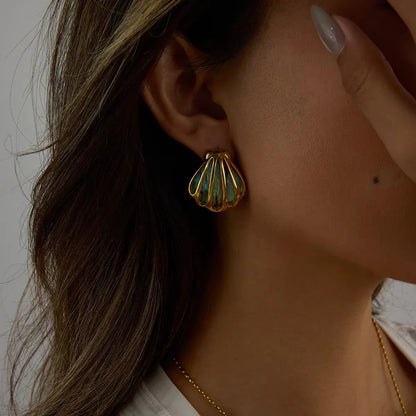 [Royal Vicky]Nixie Gold Seashell Earrings