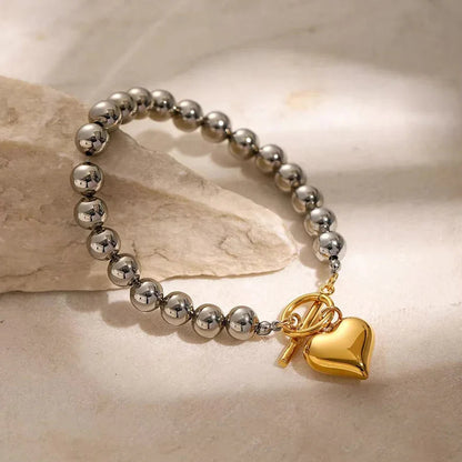 [Royal Vicky]Alicia Chunky Bead Heart Bracelet