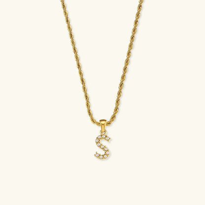 [Royal Vicky]Elodie Initial Letter Pearl Necklace