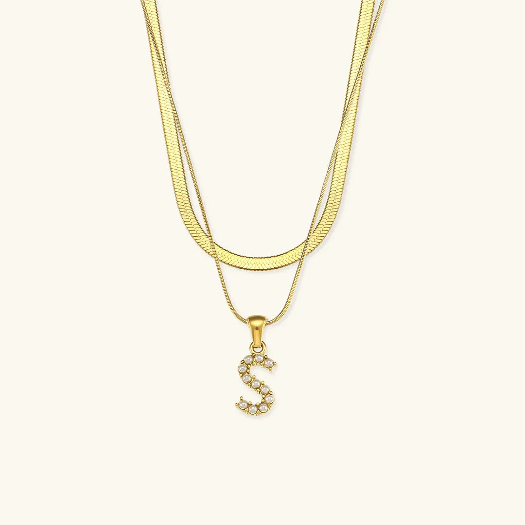 [Royal Vicky]Fiona Layered Gold Initial Letter Necklace
