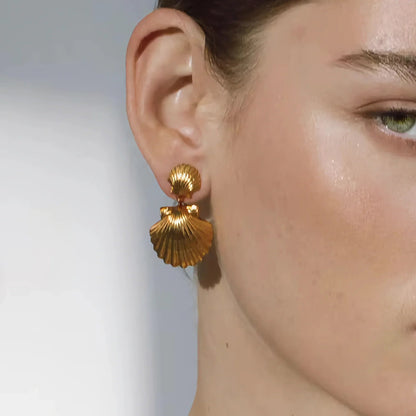 [Royal Vicky]Sandy Gold Seashell Earrings