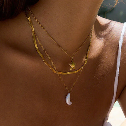 [Royal Vicky]Cirra Sun & Moon Layered Gold Necklace