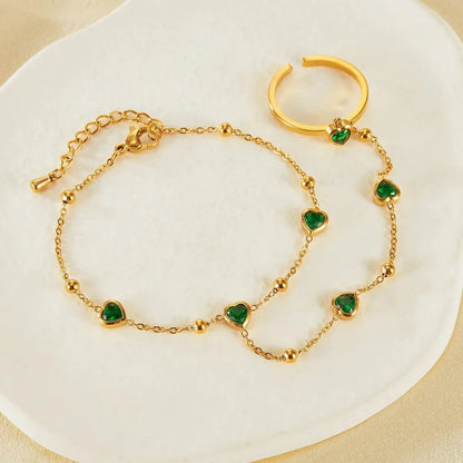 [Royal Vicky]Gladys Emerald Heart Hand Chain