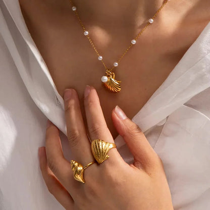[Royal Vicky]Aloha Gold Seashell Ring