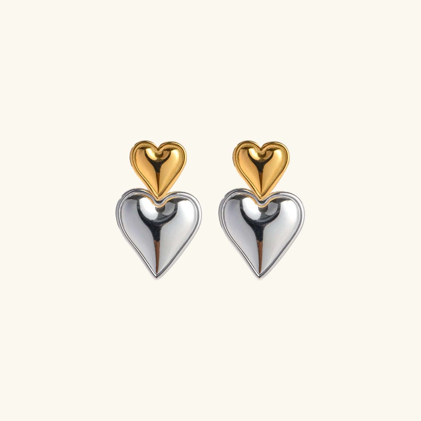 [Royal Vicky]Zofia Two Tone Heart Earrings