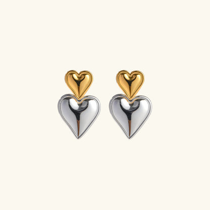 [Royal Vicky]Zofia Two Tone Heart Earrings