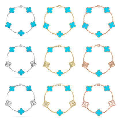 [Vicky] CLOVER 5 MOTIF TURQUOISE BRACELET COLLECTION