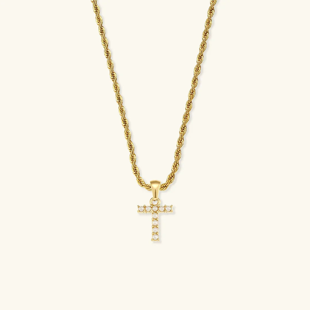 [Royal Vicky]Elodie Initial Letter Pearl Necklace