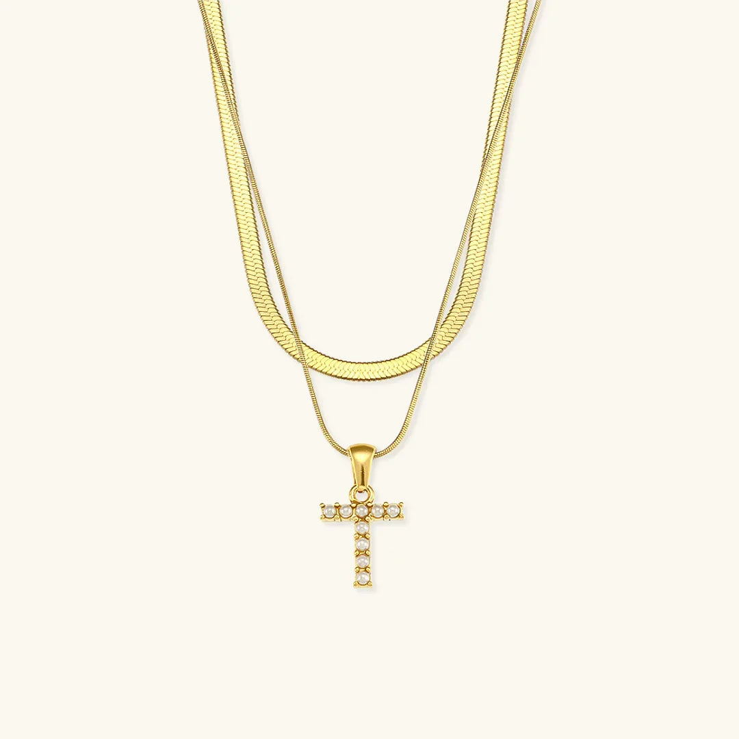 [Royal Vicky]Fiona Layered Gold Initial Letter Necklace