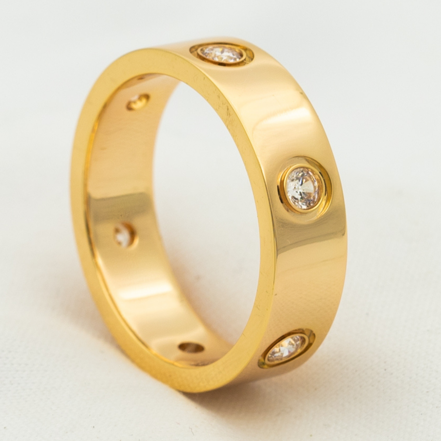 [Vicky]Liebesring 5,5 mm 6 Diamanten Roségold