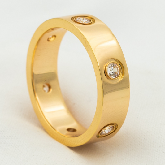 [Vicky]Liebesring 5,5 mm 6 Diamanten Roségold