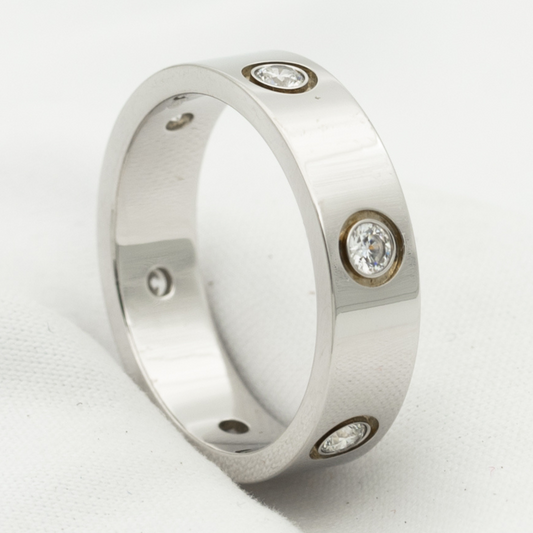 [Vicky]Liebesring 5,5 mm 6 Diamanten Silber